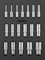 Ombra OMT18STE Набор головок торцевых глубоких 1/2" DR 8-32 мм в EVA ложементе 280х375 мм, 18 предметов