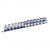 Набор торцевых головок 3/8", двенадцатигранные, 7-19 мм, 13 предметов KING TONY 3013MR Набор торцевых головок 3/8", двенадцатигранные, 7-19 мм, 13 предметов KING TONY 3013MR