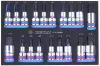 KING TONY Набор торцевых насадок HEX и SPLINE, ложемент, 19 предметов KING TONY Набор торцевых насадок HEX и SPLINE, ложемент, 19 предметов