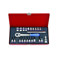 Набор торцевых головок с принадлежностями 3/8", шестигранные, 6-22 мм, 24 предмета KING TONY 3524MR Набор торцевых головок с принадлежностями 3/8", шестигранные, 6-22 мм, 24 предмета KING TONY 3524MR