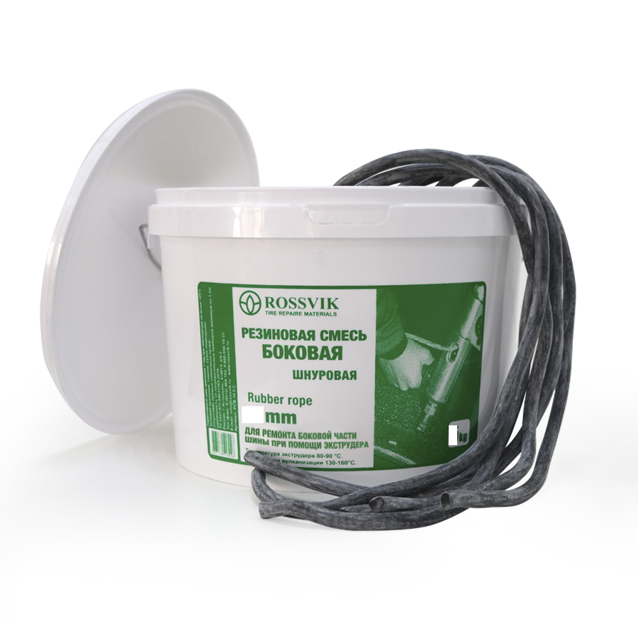 Резиновая смесь шнуровая РСБ (для ремонта боковой части шин) 8мм, 5кг Резиновая смесь шнуровая РСБ (для ремонта боковой части шин) 8мм, 5кг
