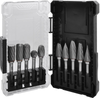 Thorvik TRRB080610-2S Набор борфрез твердосплавных, тип A, B, C, D, E, F, G, H, L, M, 8 мм, двойная насечка, в кейсе, 10 предметов