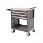 Тележка инструментальная 3 секции серая с открытым отсеком JTC