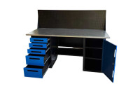 Верстак GWT-V1800BL4 Great Wolf - двухтумбовый, 5 ящиков, тумба с дверью, экран, синий 1800x700мм Верстак GWT-V1800BL4 Great Wolf - двухтумбовый, 5 ящиков, тумба с дверью, экран, синий 1800x700мм