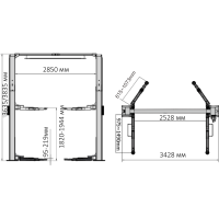 PEAK E240SAC Двухстоечный подъемник 4 т. с электрическими стопорами (Синий)