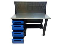 Верстак инструментальный GWT-V1400BL1 Great Wolf, 4 ящика, с экраном, 1400x700