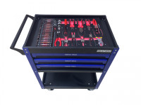 Инструментальная тележка с инструментом GW-3ST1 Blue (Great Wolf, 249 поз) с полкой и тремя ящиками Инструментальная тележка с инструментом GW-3ST1 Blue (Great Wolf, 249 поз) с полкой и тремя ящиками