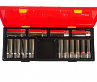 Набор головок торцевых 1/2" 6-ти гранных 10-32мм глубоких 14 предметов в кейсе JTC