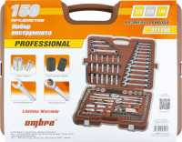 Ombra 911150 Специальный набор инструмента, торцевые головки 1/4", 3/8", 1/2"DR, 4-32 мм и SAE 5/32"--1-1/4", ударные торцевые головки 1/2"DR, 17-23 мм, 150 предметов Ombra 911150 Специальный набор инструмента, торцевые головки 1/4", 3/8", 1/2"DR, 4-32 мм и SAE 5/32"--1-1/4", ударные торцевые головки 1/2"DR, 17-23 мм, 150 предметов