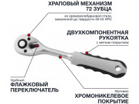 Thorvik S3R172 Трещоточная рукоятка 1/2"DR, 72 зубца