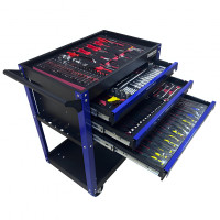 Инструментальная тележка с инструментом GW-3ST1 Blue (Great Wolf, 249 поз) с полкой и тремя ящиками Инструментальная тележка с инструментом GW-3ST1 Blue (Great Wolf, 249 поз) с полкой и тремя ящиками