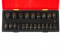 Набор головок торцевых 1/2" 6-ти гранных 08-32мм ударных 22 предмета в кейсе JTC