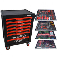 Инструментальная тележка с инструментом GW-7ST1 Black (Great Wolf, 249поз), 7 ящиков, увеличенные колеса с тормозом, ЦЗ, усиленная Инструментальная тележка с инструментом GW-7ST1 Black (Great Wolf, 249поз), 7 ящиков, увеличенные колеса с тормозом, ЦЗ, усиленная