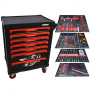 Инструментальная тележка с инструментом GW-7ST1 Black (Great Wolf, 249поз), 7 ящиков, увеличенные колеса с тормозом, ЦЗ, усиленная