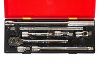 Набор инструментов 8 предметов слесарно-монтажный (ключ трещот. 1/2" 36 зуб.,ворот.,удлинит.) JTC