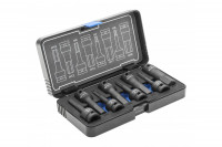 Торцевые головки, ударные  HEX, 8 шт.: H6, H7, H8, H10, H12, H14, H17, H19, 1/2″, CrMo