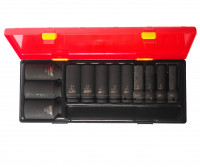 Набор головок торцевых 1/2" 6-ти гранных 10-32мм ударных глубоких 12 предметов в кейсе JTC