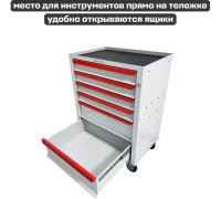 Инструментальная тележка GWT-K6W Great Wolf 6 ящиков, цз, колеса с тормозом, белая Инструментальная тележка GWT-K6W Great Wolf 6 ящиков, цз, колеса с тормозом, белая