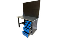 Верстак GWT-V1400B5 однотумбовый, 5 ящиков, с двумя экранами, синий 1400x700, Great Wolf Верстак GWT-V1400B5 однотумбовый, 5 ящиков, с двумя экранами, синий 1400x700, Great Wolf