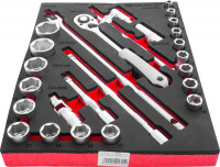 Thorvik UTS26STE Набор торцевых головок 1/2" с принадлежностями в EVA ложементе 280х375 мм, 26 предметов