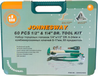 Jonnesway S04H52460S Набор инструмента универсальный 1/4", 1/2"DR, 60 предметов
