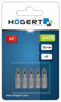 Биты PZ2 25 мм, 25 мм, сталь S2, PROFI, 5 шт.