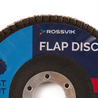 Круг шлифовальный лепестковый ROSSVIK 115*22мм 40 Grit. Тип29, 80м/с, 12250об/мин