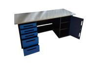 Верстак GWT-V1800BL3 Great Wolf - двухтумбовый, 5 ящиков, тумба с дверью, синий 1800x700мм Верстак GWT-V1800BL3 Great Wolf - двухтумбовый, 5 ящиков, тумба с дверью, синий 1800x700мм