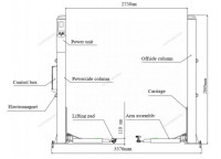 Подъемник 380V 2х стоечный, г/п 4т, эл. стопора (серый)