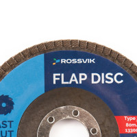 Круг шлифовальный лепестковый ROSSVIK 115*22мм 80 Grit. Тип29, Zr, 80м/с, 12250об/мин