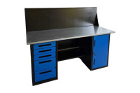 Верстак GWT-V1800BL4 Great Wolf - двухтумбовый, 5 ящиков, тумба с дверью, экран, синий 1800x700мм Верстак GWT-V1800BL4 Great Wolf - двухтумбовый, 5 ящиков, тумба с дверью, экран, синий 1800x700мм