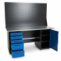 Верстак GWT-V1800BL5 Great Wolf - двухтумбовый, 5 ящиков, тумба с дверью, два экрана, синий 1800x700мм