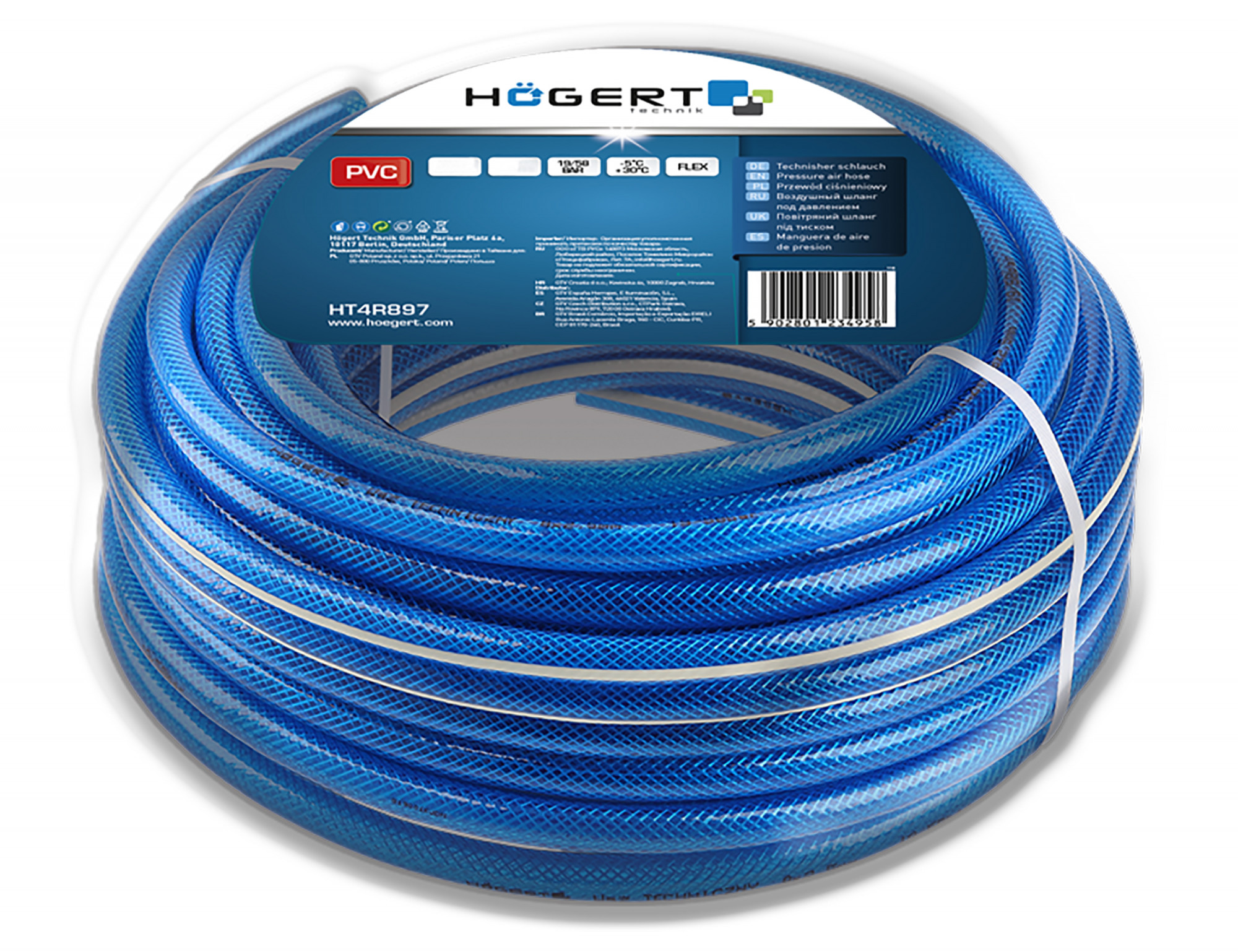 Шланг пневматический ПВХ, 25м, 10х2,5мм, рулон