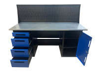 Верстак инструментальный двухтумбовый GWT-V1800BL1 Great Wolf, 4 ящика, тумба с дверью, экран, 1800x700