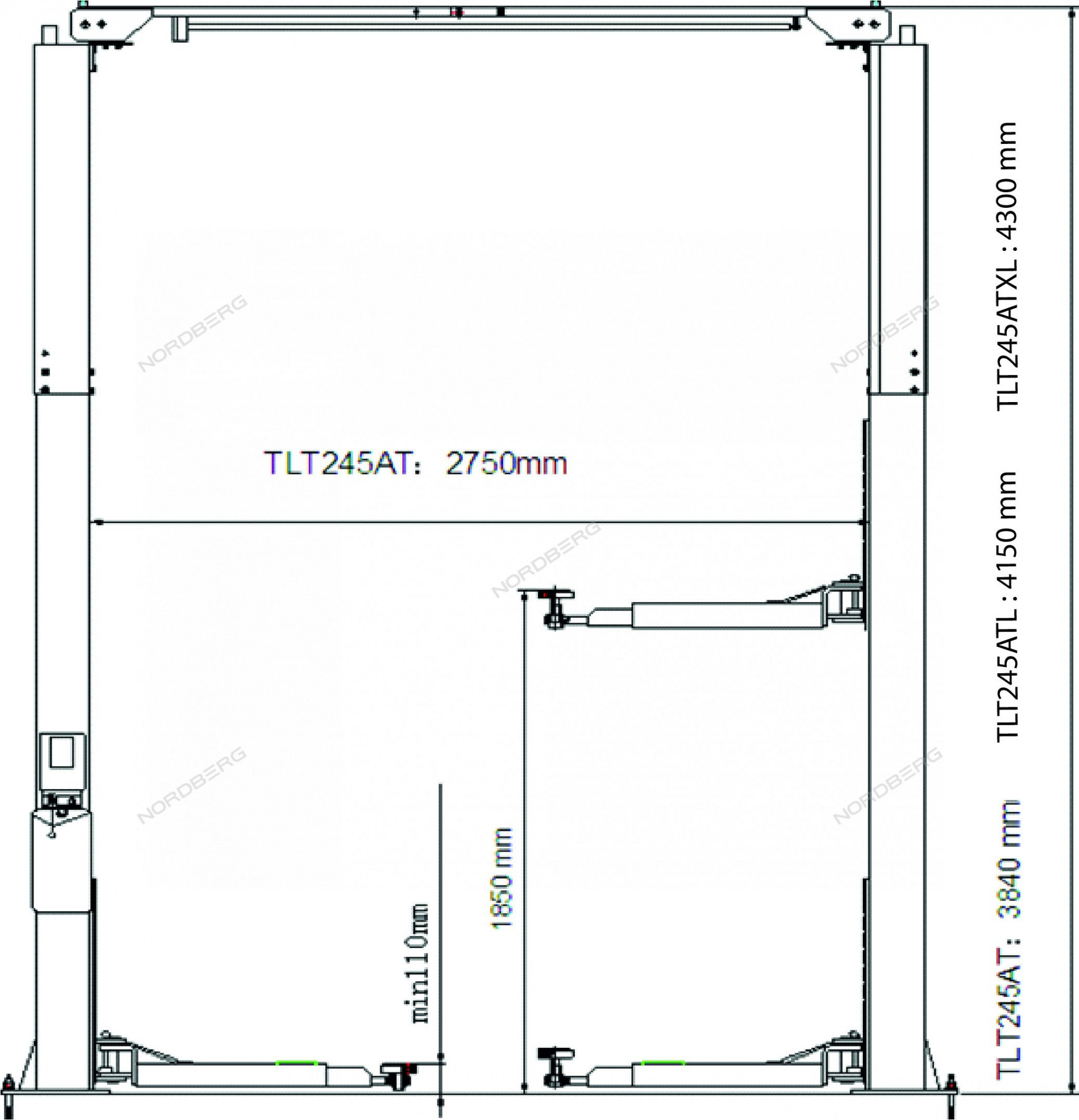 Подъемник 380V 2х стоечный с верхней синхр. г/п 4,5т (синий)