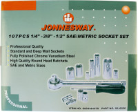 Jonnesway S05H48107S Набор инструмента универсальный 1/4", 3/8" и 1/2"DR, 107 предметов