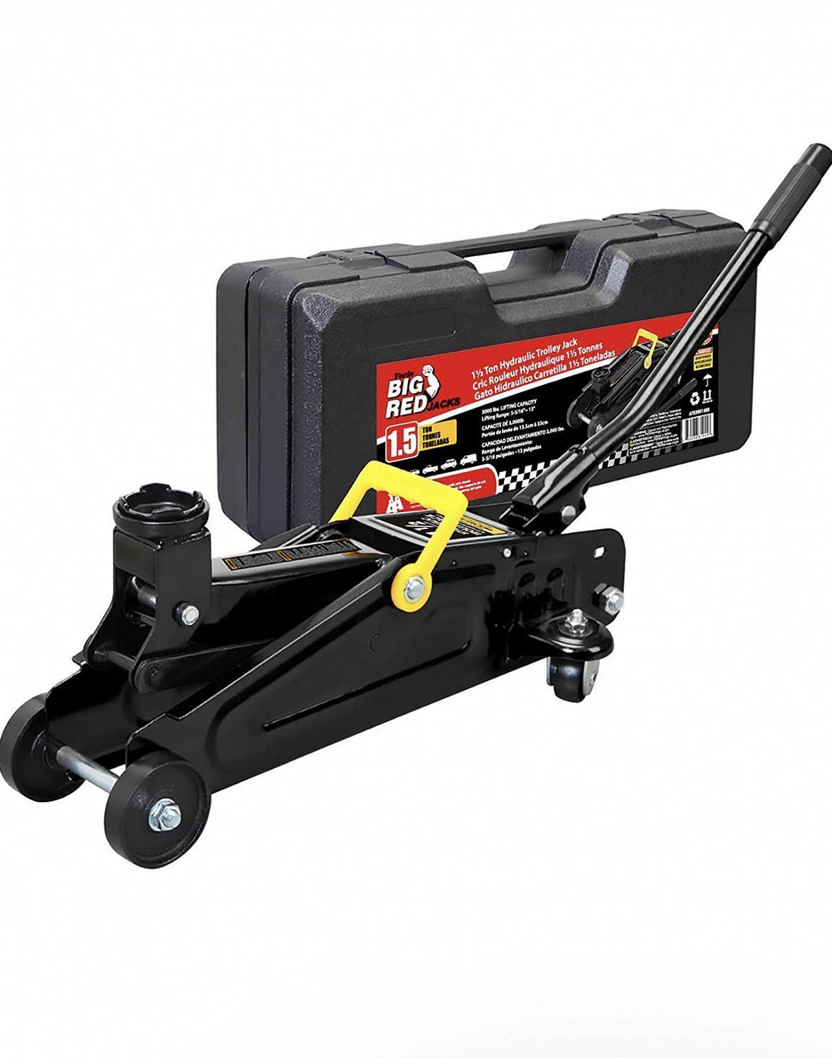 TA820014S Подкатной домкрат 2т, Н=135-300мм, с ручкой для переноски, в кейсе