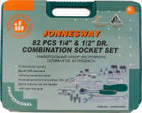 Jonnesway S04H52482S Набор инструмента универсальный 1/4", 1/2"DR, 82 предмета