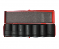 Набор головок торцевых 1" 6-ти гранных 24-38мм ударных глубоких 7 предметов в кейсе JTC