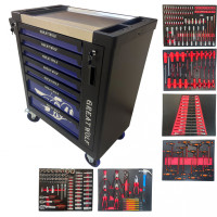 Инструментальная тележка с инструментом GW-8ST 248 BLUE SET (Great Wolf, 248поз), 8 ящиков, увеличенные колеса с тормозом, ЦЗ, усиленная Инструментальная тележка с инструментом GW-8ST 248 BLUE SET (Great Wolf, 248поз), 8 ящиков, увеличенные колеса с тормозом, ЦЗ, усиленная