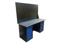 Верстак инструментальный двухтумбовый GWT-V1800B2 Great Wolf, 4 ящика, тумба с дверью, два экрана, 1800х700