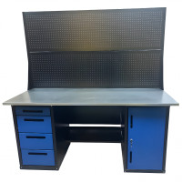 Верстак инструментальный двухтумбовый GWT-V1800BL2 Great Wolf, 4 ящика, тумба с дверью, два экрана, 1800х700